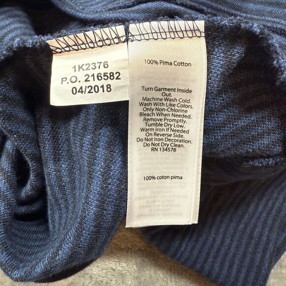 Vineyard Vines Pullover Men’s XXL Blue Black Striped Pima Cotton Mock Neck - Picture 6 of 6